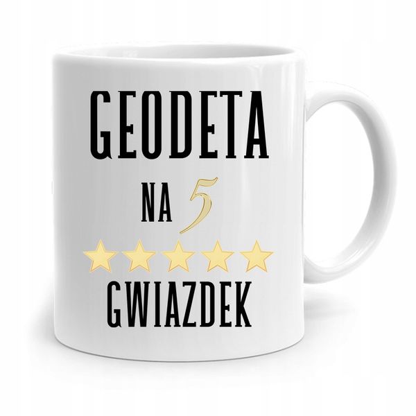 Kubek Prezent Dla Geodety Na 5 Gwiazdek Z Nadrukiem Ze Zdjęciem zdjęcie 1