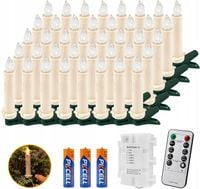 LAMPKI CHOINKOWE ŚWIECE ŚWIECZKI LED 40SZT WEWNĄTRZ/ZEWNĄTRZ - PILOT TIMER