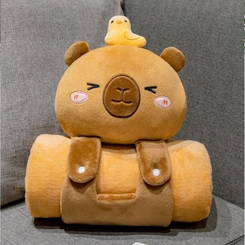 mięciutki koc z poduszką kapibara xl flannel 100*170cm gruby miękki na Arena.pl