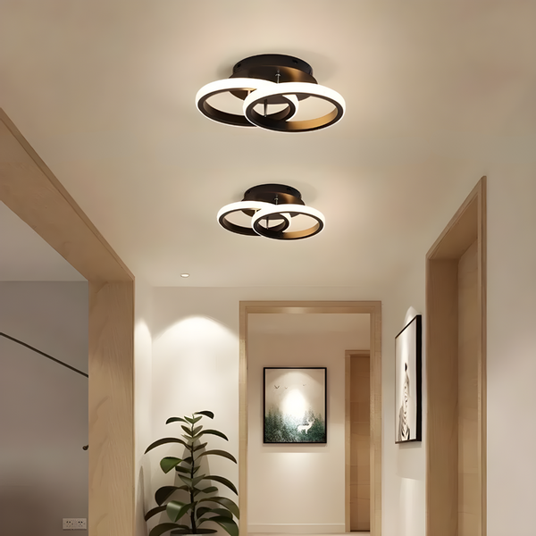 Lampa sufitowa 2 Ringi LED czarna zdjęcie 3