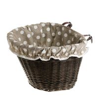 Wiklinowy Kosz Rowerowy z Obszyciem ze skórzanymi paskami 42x37 H24 cm