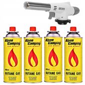 Palnik gazowy opalarka kuchenna + 4x Gaz 400ml