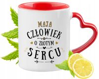 Dla Mai Kubek Czerwony Z Uszkiem W Kształcie Serca Na Prezent Z Nadrukiem