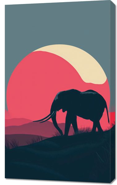 Obraz 60x100cm Słoń przy Czerwieni zdjęcie 1