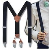 Czarne elastyczne szelki męskie mocne do spodni eleganckie