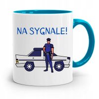 Kubek Błękitny Dla Policjanta Na Sygnale Prezent Z Nadrukiem Ze Zdjęciem