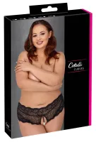 cottelli curves figi koronkowe z perełkami i wstążką czarne 2xl