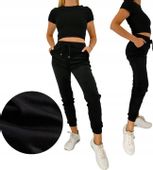 SPODNIE welurowe CZARNE kieszenie WELUR *L/XL*