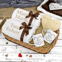 ZESTAW W KOSZU Z WIKLINY DLA rodziców ŚLUB Prezent