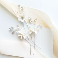 Komplet srebrnych wsuwek szpilek kokówek ozdób do włosów kwiatowych na ślub