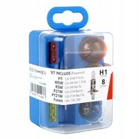 Zestaw żarówek i bezpieczników 8szt H1 W5W P21W