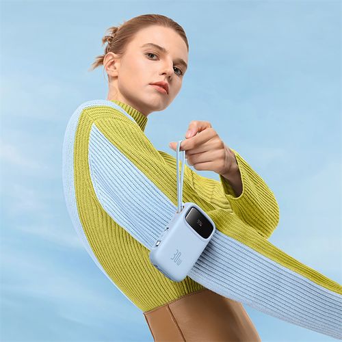 Power bank 10000mAh QPow 2 30W z wbudowanymi kablami USB-C - niebieski na Arena.pl