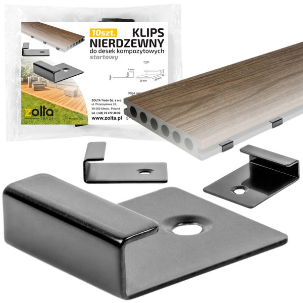 klipsy montażowe do desek kompozytowych startowe stal nierdzewna czarne zdjęcie 11