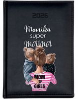 KALENDARZ A4 2026 DZIENNY terminarz z nadrukiem UV SUPER MAMA Z IMIENIEM