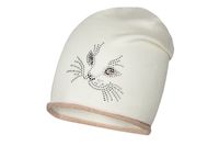 BROEL Edvige czapka dla dziewczynki beanie kotek ecru KNIT 49-51