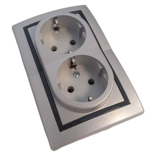 Gniazdko Elektryczne Podwójne Ścienne 16A srebrne na Arena.pl
