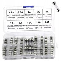 ZESTAW BEZPIECZNIKÓW TOPIKOWYCH SZKLANYCH 5X20MM 0,2A-20A