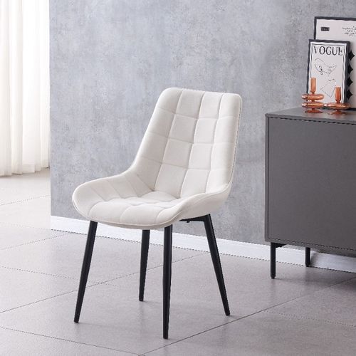 MALMO KRZESŁO TAPICEROWANE ECRU WELUR PIKOWANE na Arena.pl