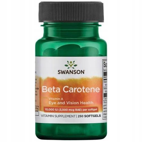 SWANSON Beta Carotene 10.000IU 250 kapsułek Witamina A Skóra Odporność na Arena.pl