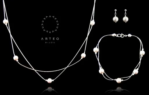 Komplet srebrny z perłami SWAROVSKI 1734 zdjęcie 1