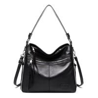 Torebka Czarna Damska TORBA Eko Skóra Pojemna A4 na Zamek