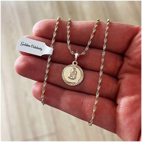 ZŁOTY ŁAŃCUSZEK NA KOMUNIĘ, CHRZEST, BIERZMOWANIE 18K MATKA BOSKA + GRAWER na Arena.pl