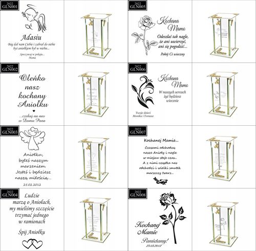 Ekskluzywny znicz szklany złoto biały PERSONALIZOWANY GRAWER dla SYNA na Arena.pl