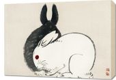 Obraz 70x50cm Black and White Rabbits, Gakan Japoński Vintage do Salonu