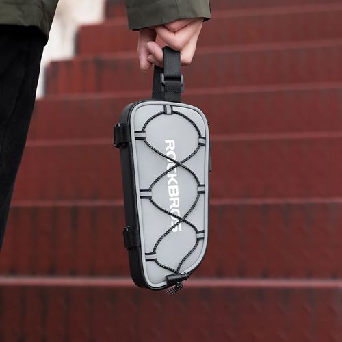 Torba sakwa rowerowa mocowana na ramę 0.9l - srebrna na Arena.pl