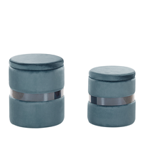 Zestaw 2 pufów ze schowkiem welurowy niebieski DORIS