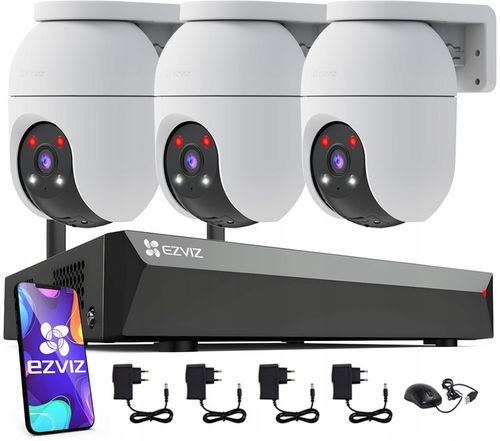 Zestaw Monitoringu WiFi EZVIZ C8C 2K+ 4MP x3 Detekcja Rejestrator 8 Kanałów na Arena.pl