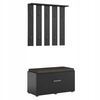 Zestaw Do Przedpokoju 10 Wieszaków Szafka Na Buty Siedzisko Stone Czarny