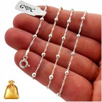 SREBRNY ŁAŃCUSZEK DAMSKI SINGAPUR Z KULECZKAMI REGULOWANY SREBRO PRÓBA