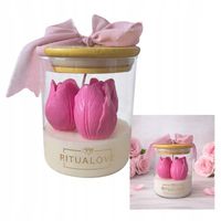 Świeca sojowa w szkle TULIPANY RÓŻOWE w szkle prezent dla niej dzień kobiet
