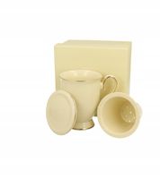 Kubek z zaparzaczem Duo Viktoria porcelana Ecru 400 ml