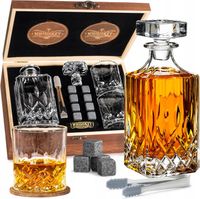 ZESTAW WHISKY DLA MĘŻCZYZN SZKLANKI KARAFKA WHISKY KAMIENIE ETUI PREZENT
