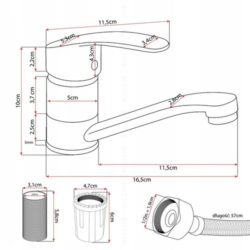 Bateria umywalkowa stojąca kran do umywalki zlewu chromowa niska VETTÄ na Arena.pl