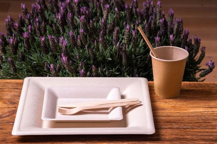 Zestaw z trzciny cukrowej kwadratowy brąz/12 osób zdjęcie 11