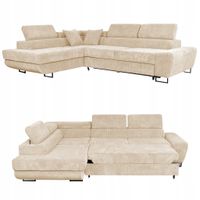 Narożnik rogówka rozkładany f spania Savio lewy Family meble beżowy sztruks