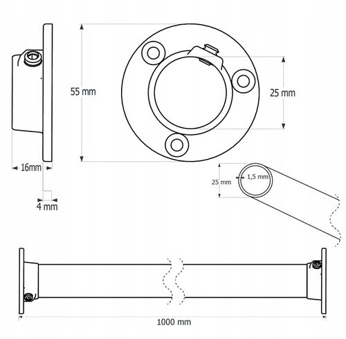 DRĄŻEK NA UBRANIA DO SZAFY 2X UCHWYTY DO GARDEROBY Fi 25MM 100 cm na Arena.pl