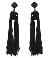 Długie złote czarne kolczyki wiszące klasyczne nitki eleganckie BOHO sznur