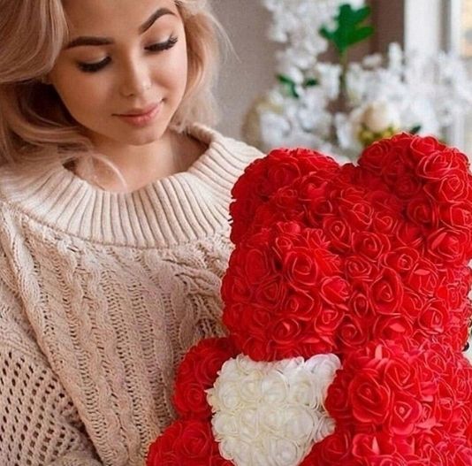 CZERWONY MIŚ Z BIAŁYM SERCEM 40cm + PŁATKI + BOX zdjęcie 3