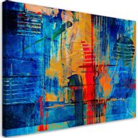 Emaga Obraz na płótnie, Niebieska abstrakcja ręcznie malowana - 120x80