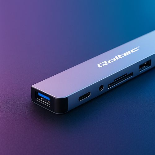 Qoltec Hub Adapter 8w1 USB-C/USB |USB-C  4xUSB  SD/TF card  JACK 3.5mm TRRS na Arena.pl