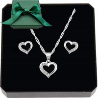 Srebrny komplet damski 925 serca i cyrkonie wyjątkowy prezent dla