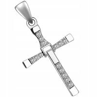Srebrny Krzyżyk Męski Vin Diesel z Cyrkoniami pr 925 Grawer Gratis