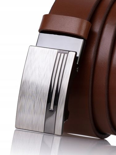 Pasek SKÓRZANY męski Klamra automat BRĄZOWY spodni na Arena.pl