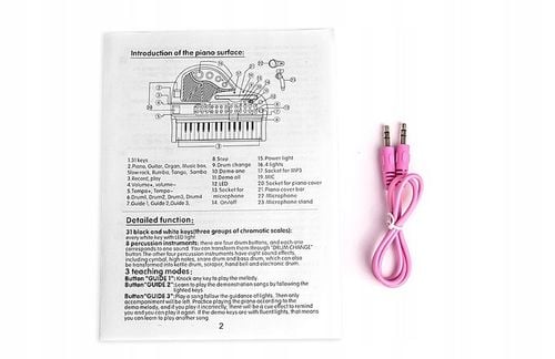 PIANINO DLA DZIECI NAUKA GRY ORGANKI MIKROFON MP3 RÓŻOWE PIANINKO + TABORET na Arena.pl