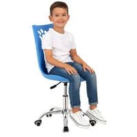 Fotel dziecięcy do biurka, obrotowe krzesło na kółkach regulowane dla dzieci do nauki, niebieskie