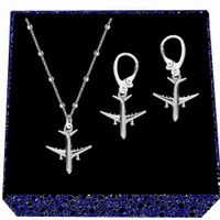 Samolot odrzutowy boeing srebrny komplet biżuterii kulkowy srebro 925